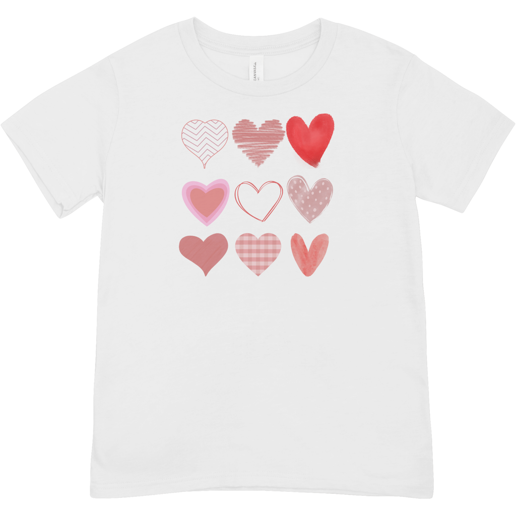 Nine Hearts Youth Graphic Tee | Unisex Heart Grid Love Youth T-Shirt - LAHall Artworks (Copy)