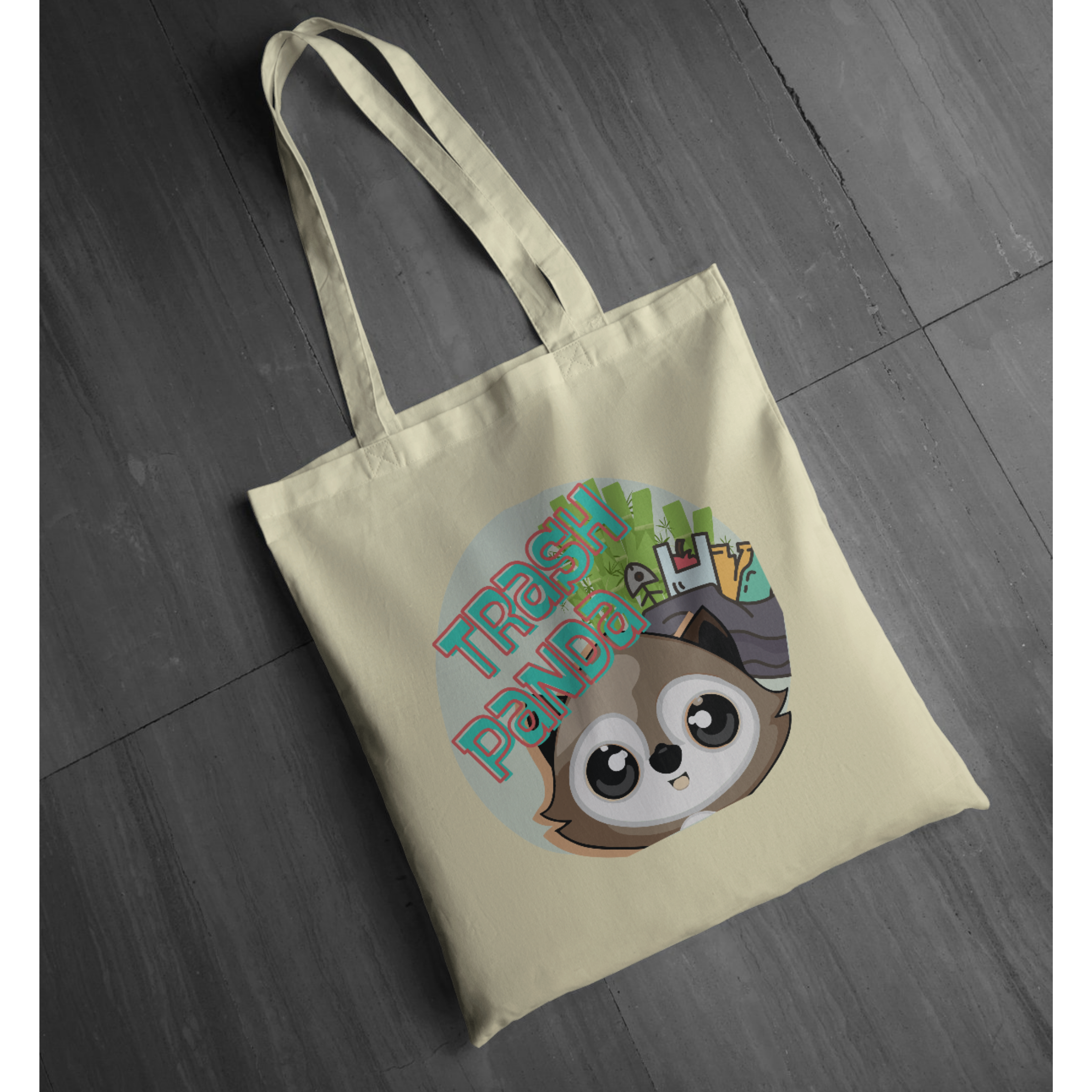 "Trash Panda" Unisex Short sleeve Graphic Tote - LAHall Artworks Fun Graphic Tote