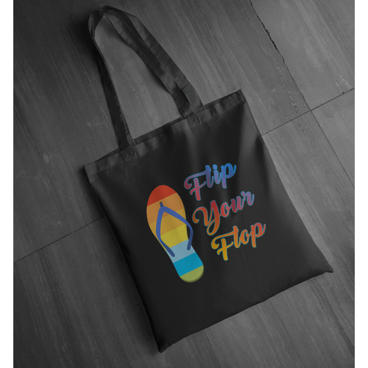 "Flip Your Flop" Unisex Graphic Tote | Rainbow Summer Tote by LAHall Artworks