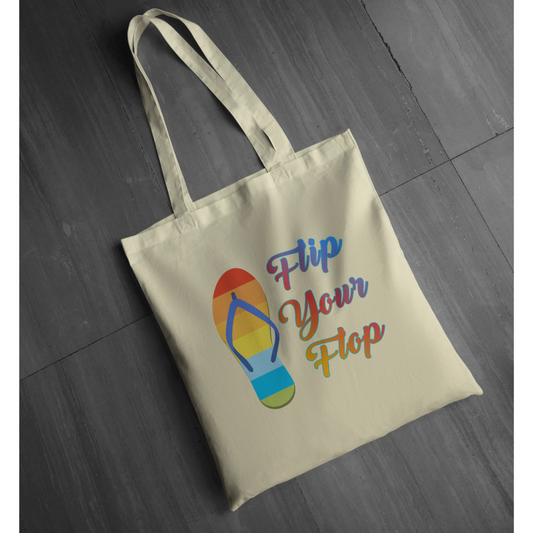 "Flip Your Flop" Unisex Graphic Tote | Rainbow Summer Tote by LAHall Artworks