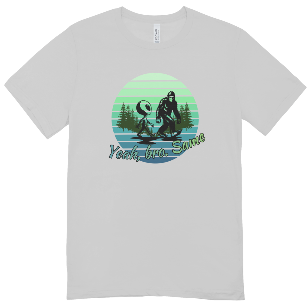 "Yeah Same Bro" Bigfoot and Alien Youth Tee | LAHall Artworks Funny Cryptid Youth T-Shirt
