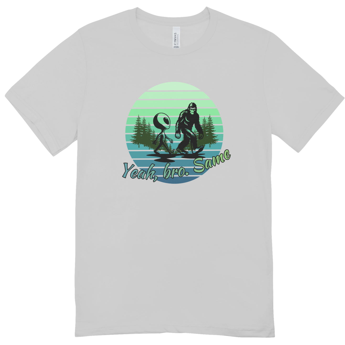 Bigfoot and Alien "Yeah Same Bro" Youth Tee | LAHall Artworks Funny Cryptid Youth T-Shirt