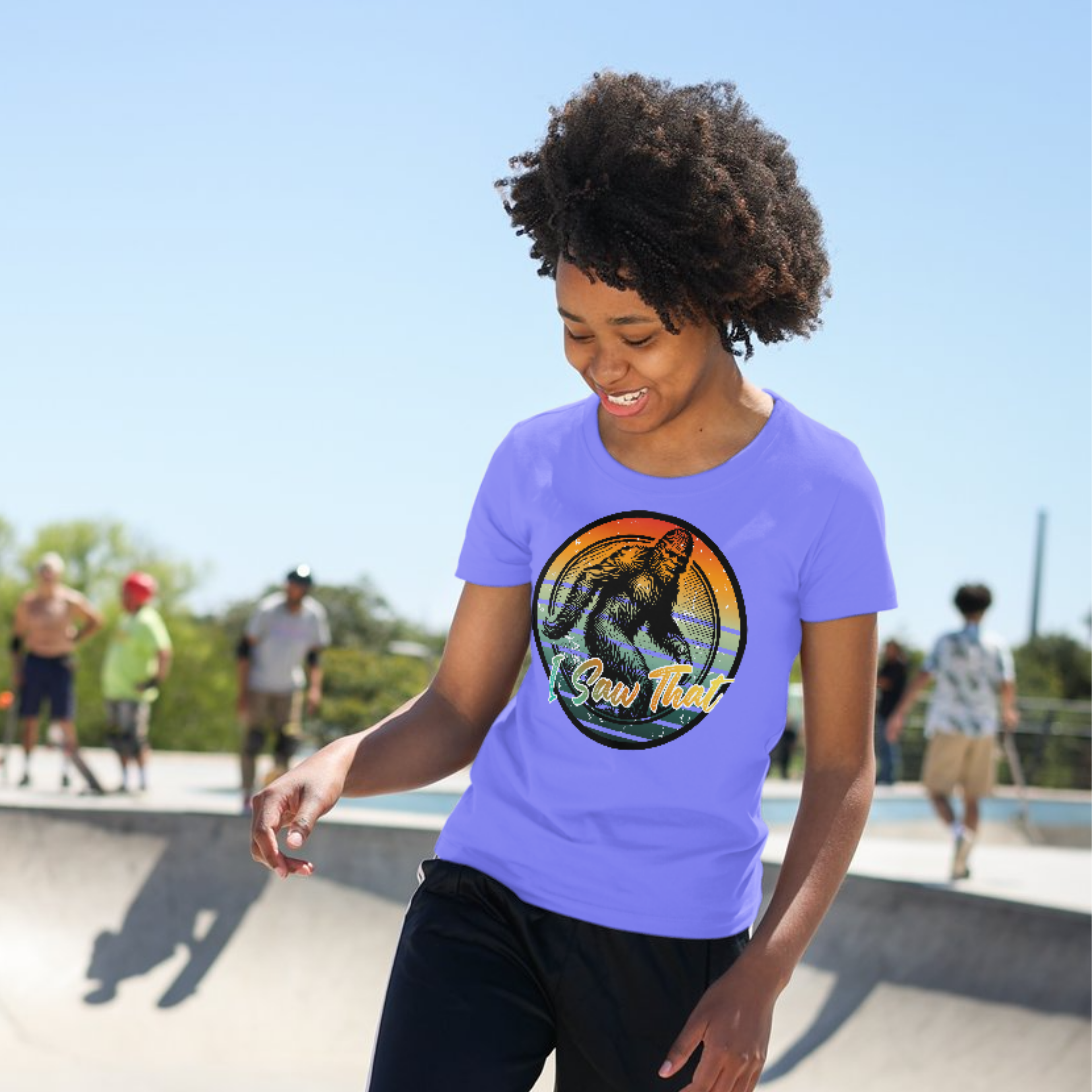 "I Saw That" Bigfoot Youth Graphic Tee | Circular Bigfoot Design | LAHall Artworks Cryptid T-Shirt