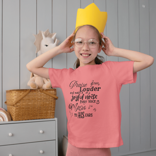 Praise Louder Youth Christian T-Shirt – Inspirational Faith Tee by LAHall Artworks