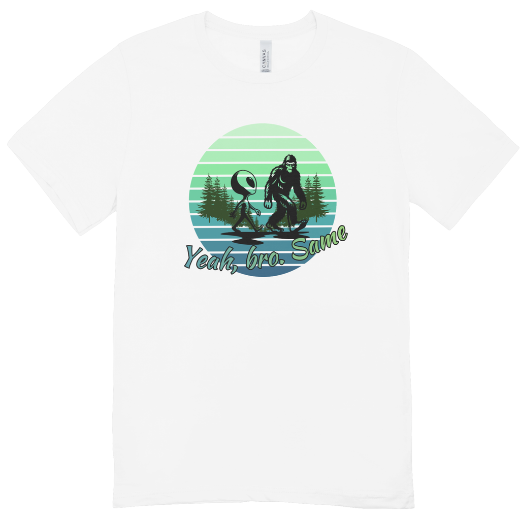 "Yeah Same Bro" Bigfoot and Alien Youth Tee | LAHall Artworks Funny Cryptid Youth T-Shirt