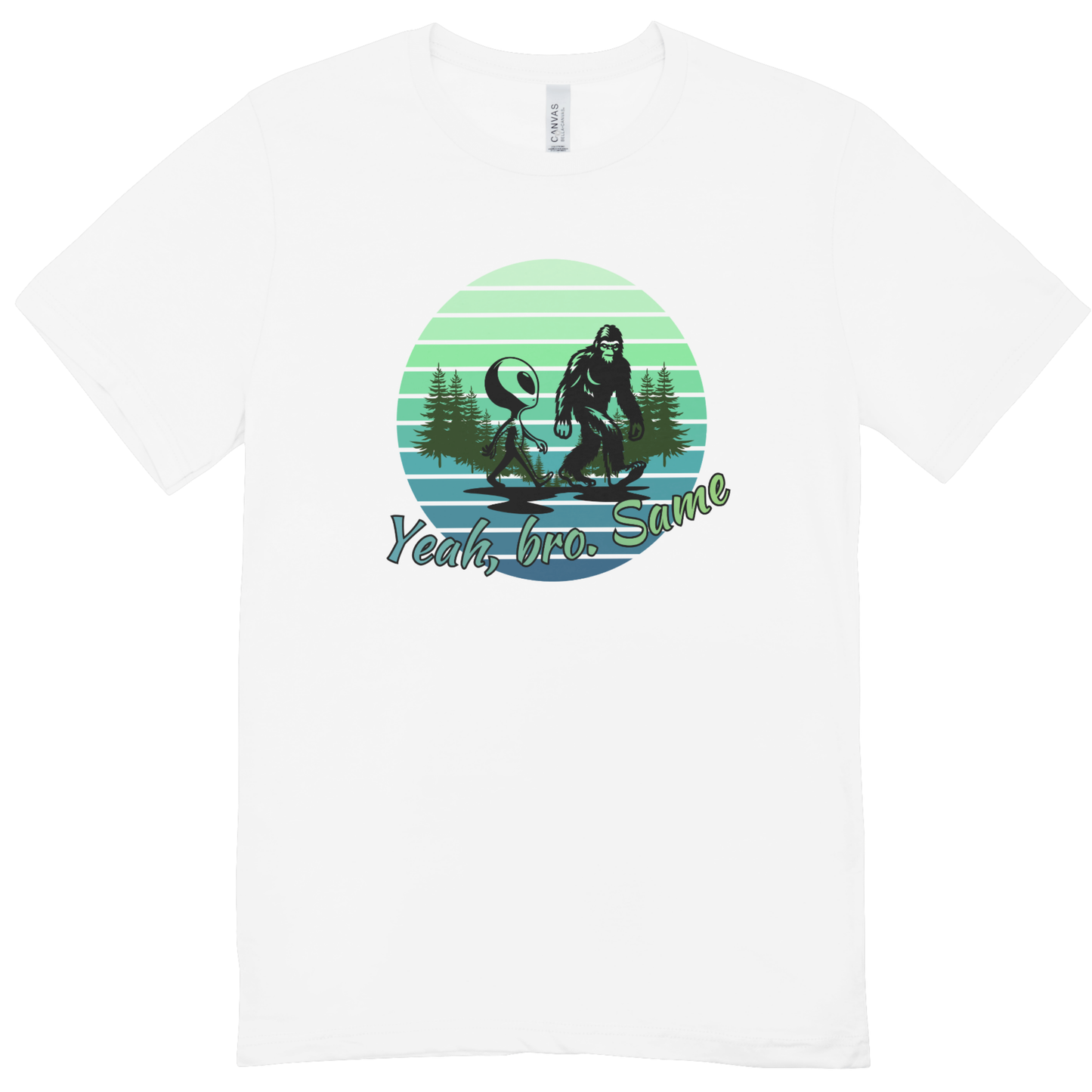 Bigfoot and Alien "Yeah Same Bro" Youth Tee | LAHall Artworks Funny Cryptid Youth T-Shirt