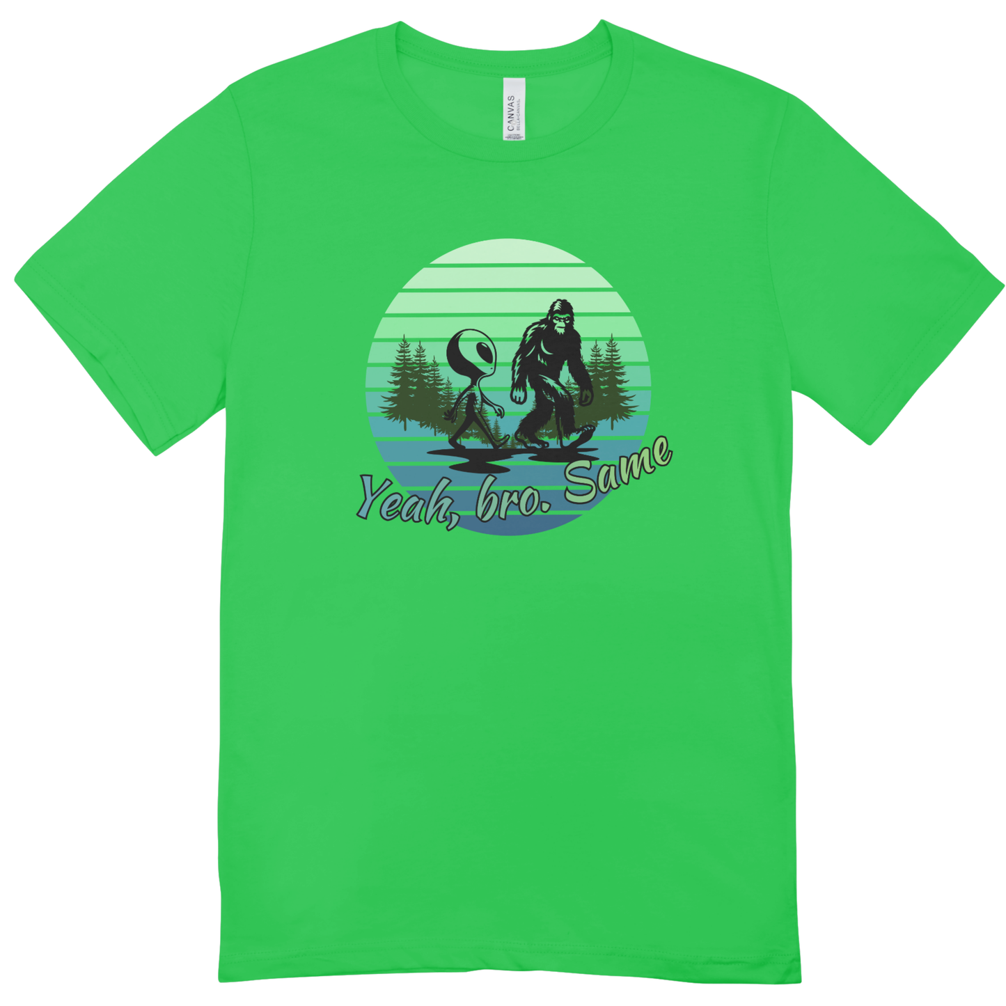 Bigfoot and Alien "Yeah Same Bro" Youth Tee | LAHall Artworks Funny Cryptid Youth T-Shirt