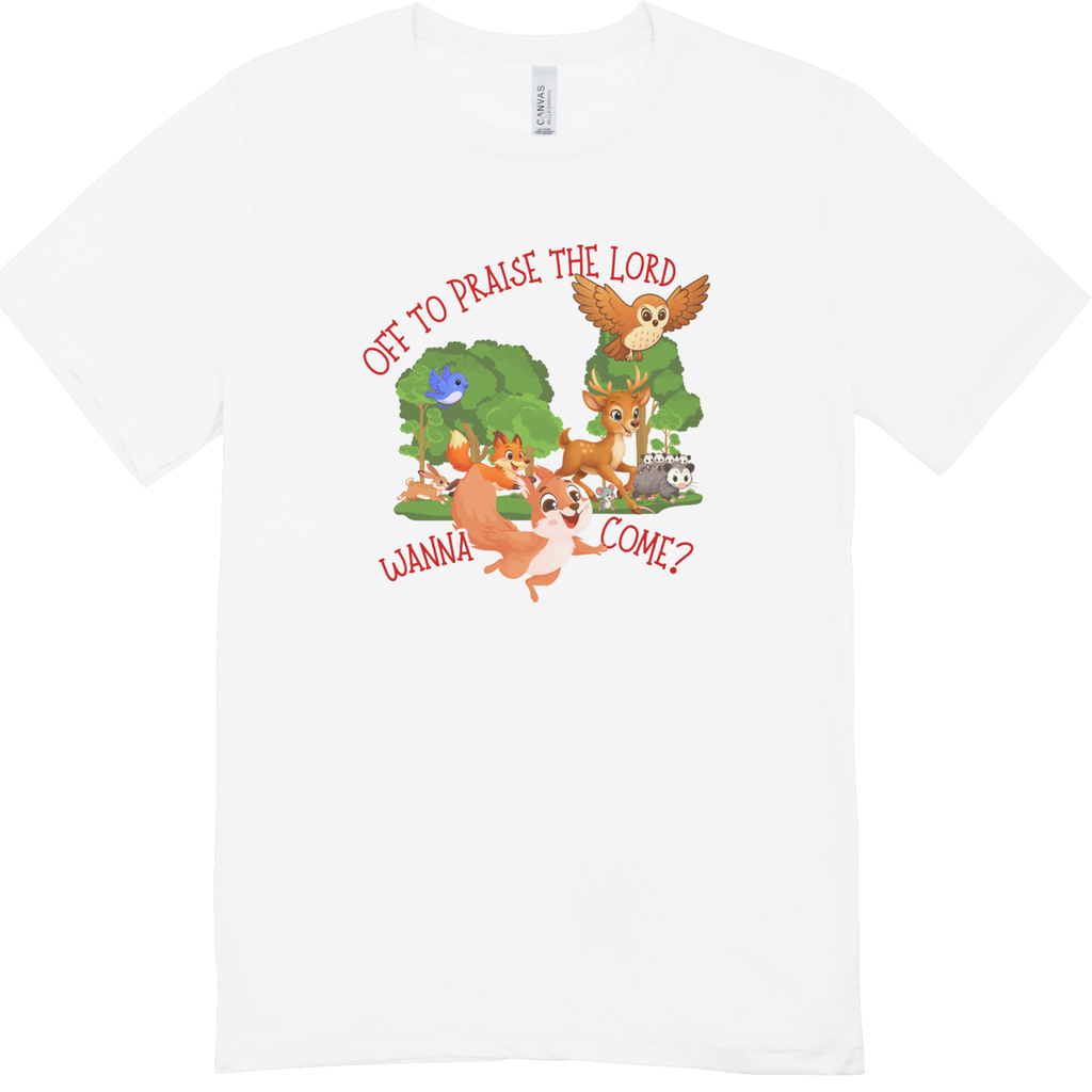 "Off to Praise the Lord" Youth Graphic T-Shirt | Christian Kids Faith Tee | LAHall Artworks