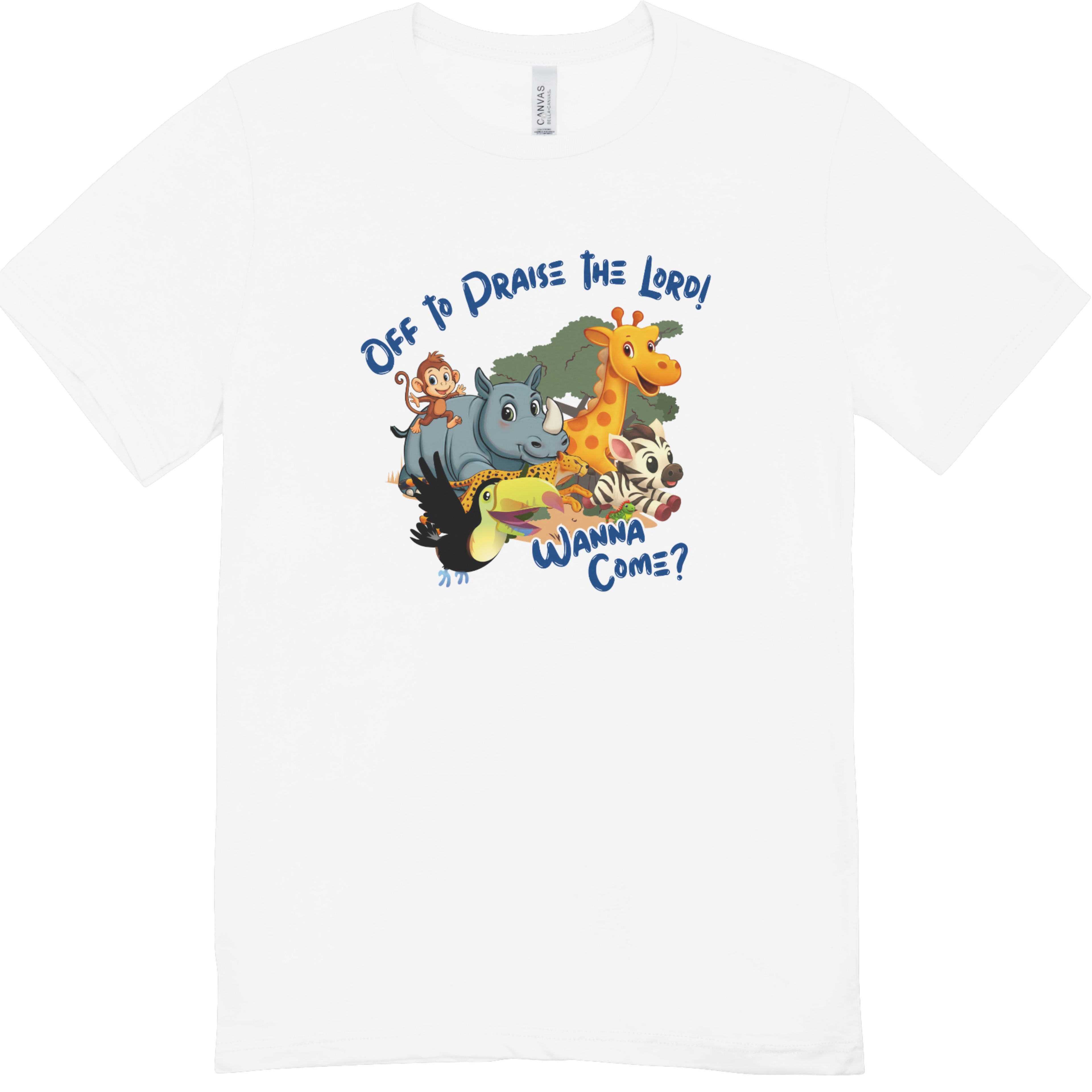 "Off to Praise the Lord" Youth Graphic T-Shirt | Christian Kids Zoo Animal Tee | LAHall Artworks