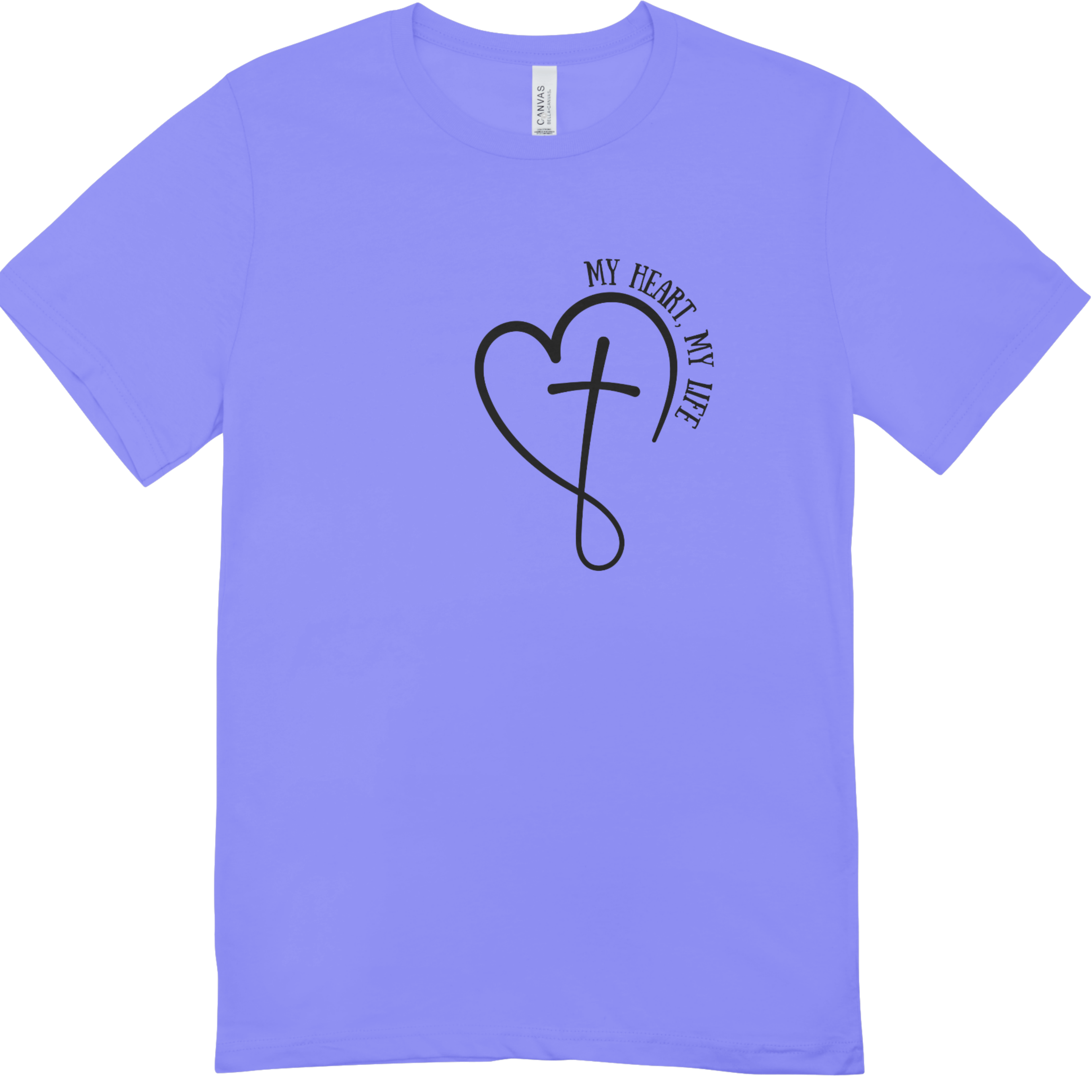 "My Heart My Life" Youth Graphic Tee | Heart and Cross Line Art Inspirational Shirt