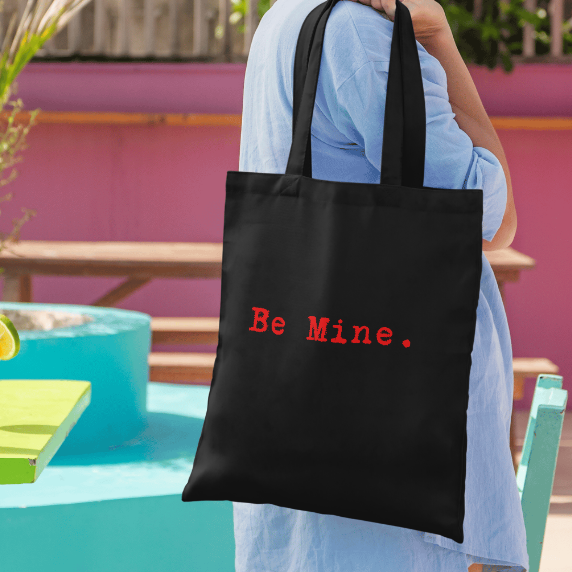 "Be Mine" Valentine Graphic Tote | Minimalist Typewriter Font Tote