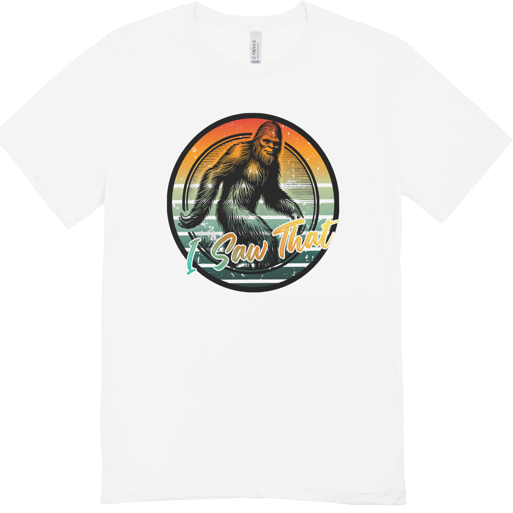 "I Saw That" Bigfoot Youth Graphic Tee | Circular Bigfoot Design | LAHall Artworks Cryptid T-Shirt