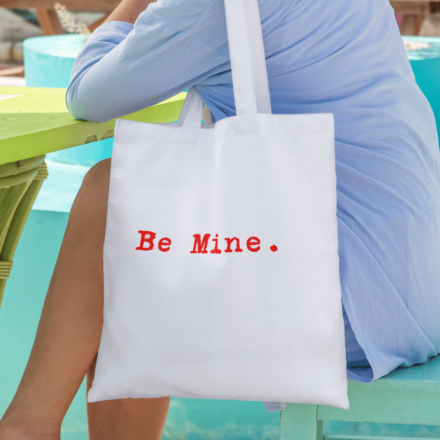 "Be Mine" Valentine Graphic Tote | Minimalist Typewriter Font Tote