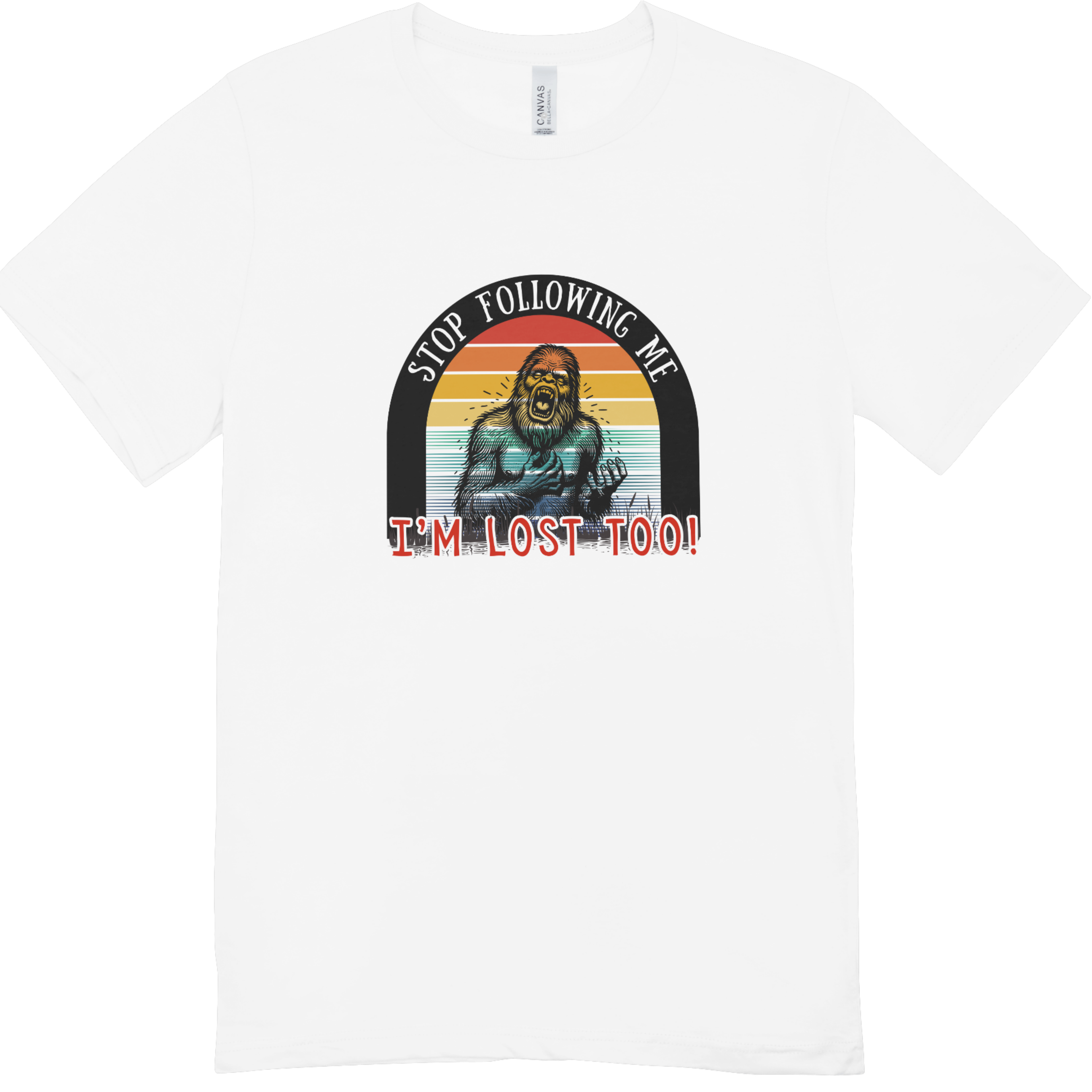 "Stop Following Me I’m Lost Too" Bigfoot Youth Graphic Tee | LAHall Artworks Cryptid T-Shirt
