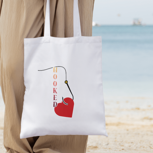 Hooked Valentine’s Day Graphic Tote | Fishing Heart Tote