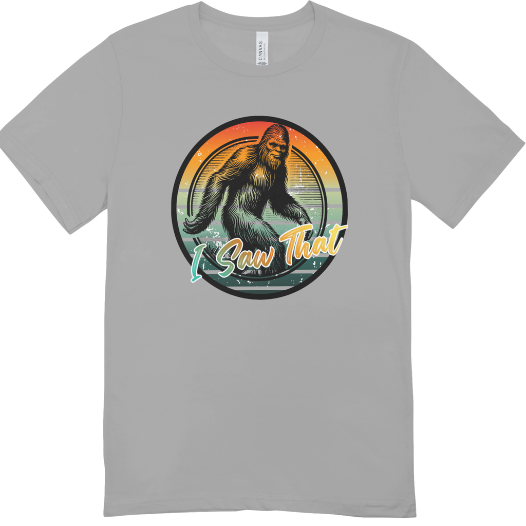 "I Saw That" Bigfoot Youth Graphic Tee | Circular Bigfoot Design | LAHall Artworks Cryptid T-Shirt