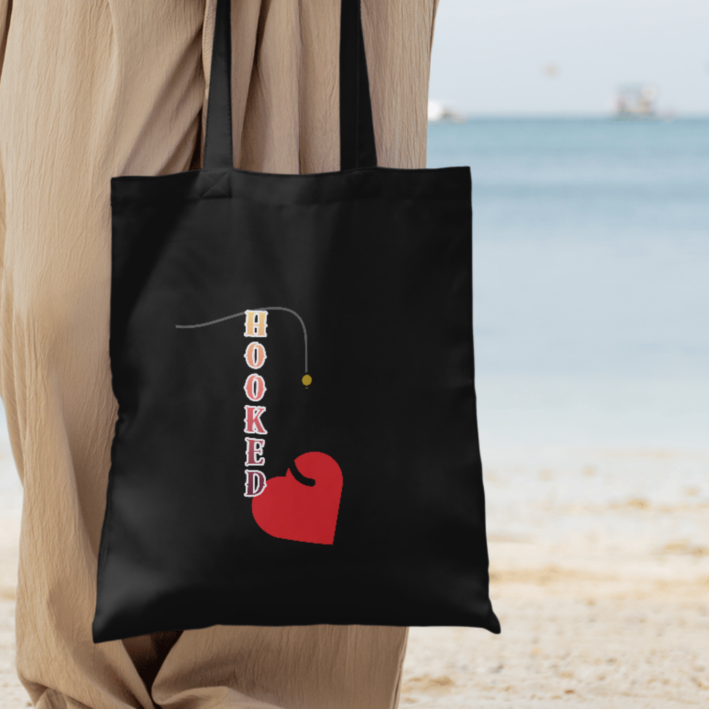 Hooked Valentine’s Day Graphic Tote | Fishing Heart Tote