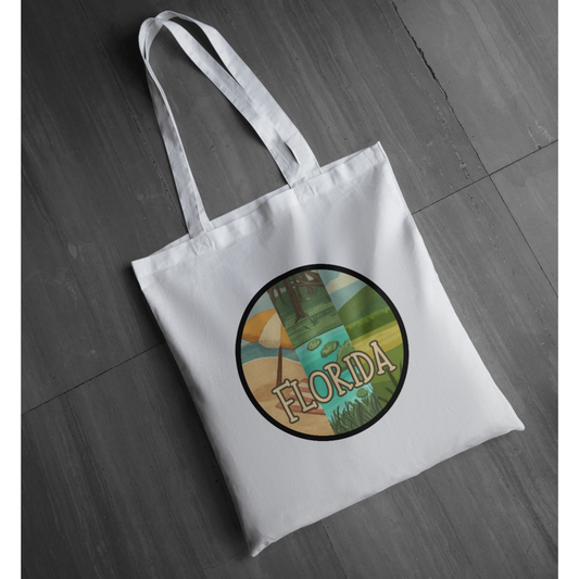 All of Florida Circle Unisex Tote | Beach River Swamp Prairie Graphic Tote