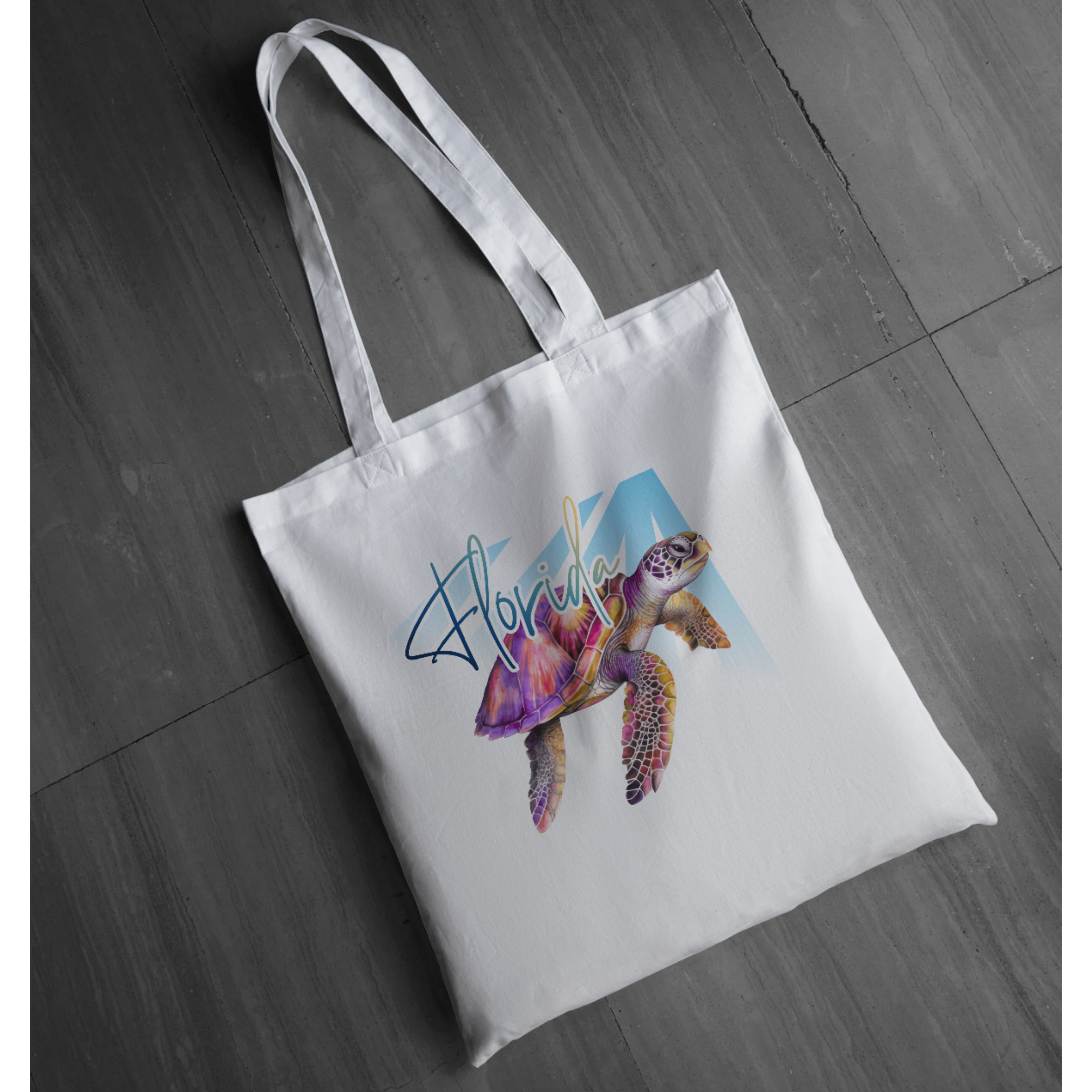 Florida Sea Turtle Graphic Tote | Ocean Rays Wildlife Tote | Coastal Nature Tote | LAHall Artworks