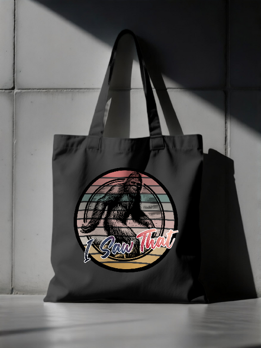 Bigfoot I Saw That Graphic Tote | Soft Palette Circular Bigfoot Design | LAHall Artworks Cryptid T-Shirt (Copy)