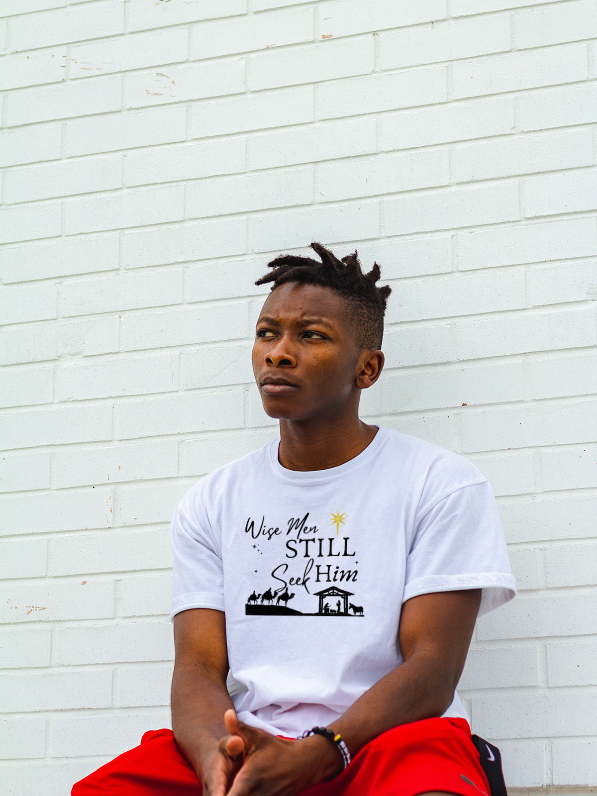 "Wise Men Still Seek Him: Christmas Nativity Graphic T-Shirt – Christian Christmas Nativity Unisex Tee | Faith-Based Holiday Shirt in Black or White