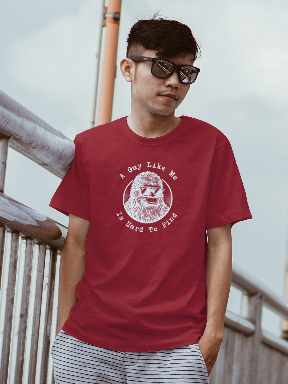 Bigfoot Sunglasses Tee A Guy Like Me Is Hard To Find | LAHall Artworks Graphic T-Shirt