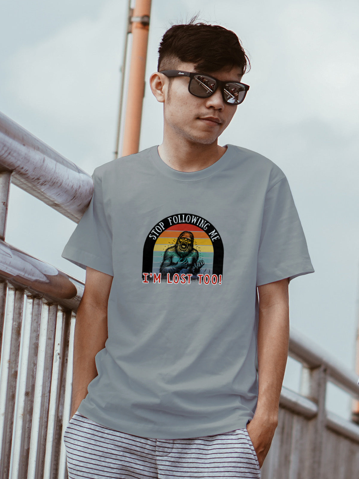 "Stop Following Me I’m Lost Too" Bigfoot Graphic Tee | LAHall Artworks Cryptid T-Shirt