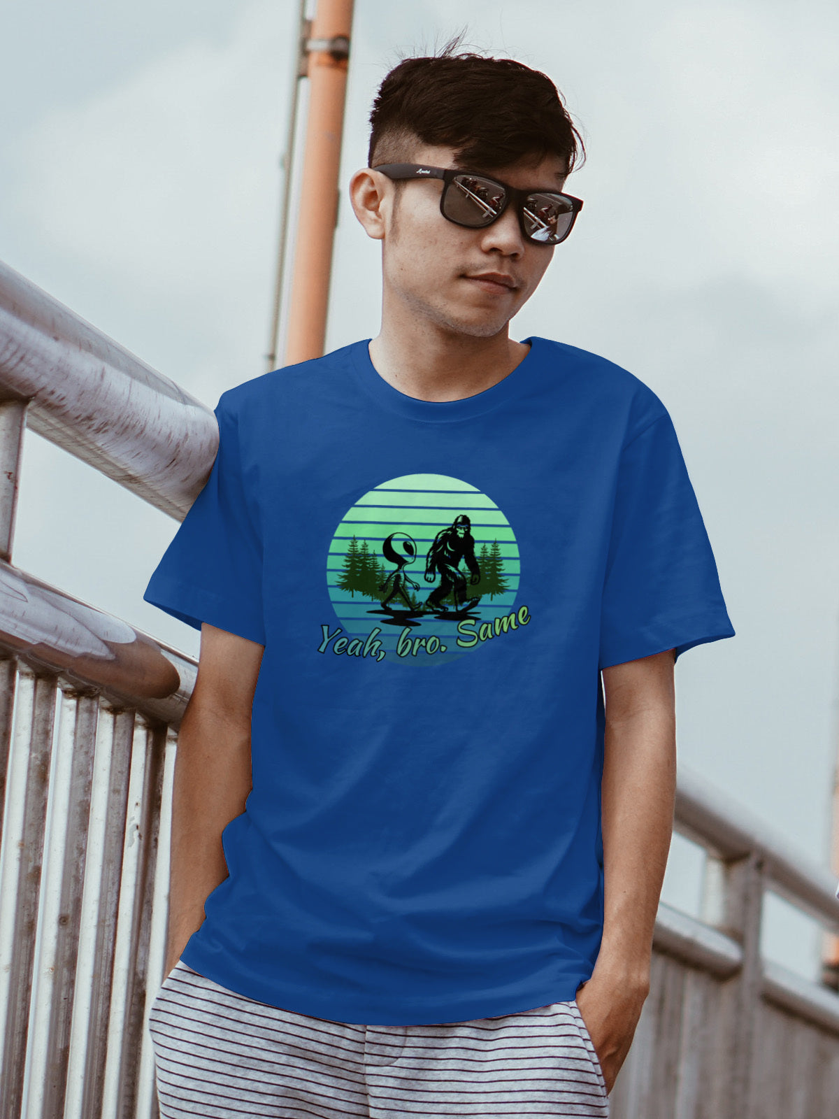 "Yeah Same Bro" Bigfoot and Alien Tote | LAHall Artworks Funny Cryptid T-Shirt