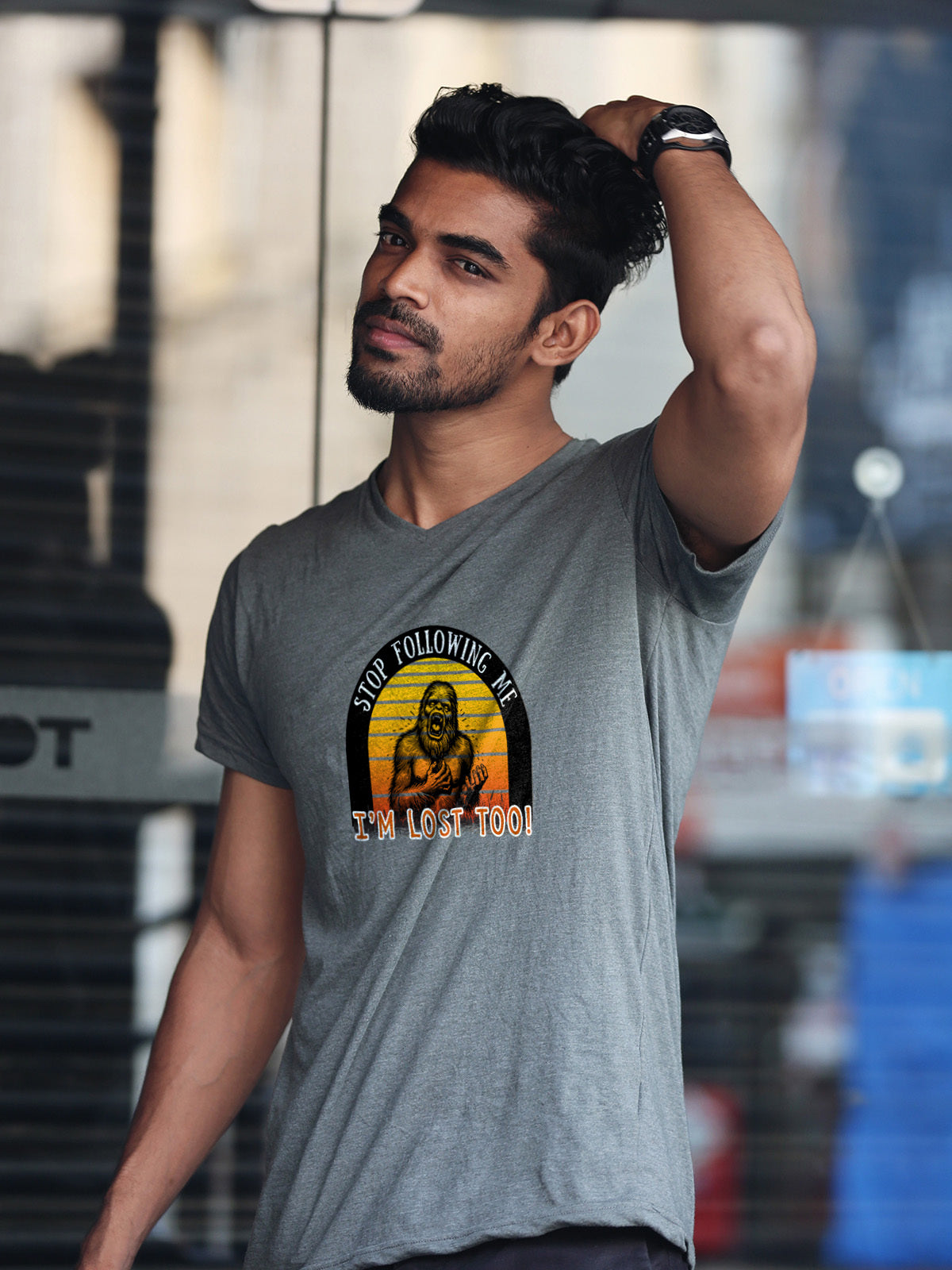 Bigfoot Stop Following Me I’m Lost Too Graphic Tee | LAHall Artworks Cryptid T-Shirt