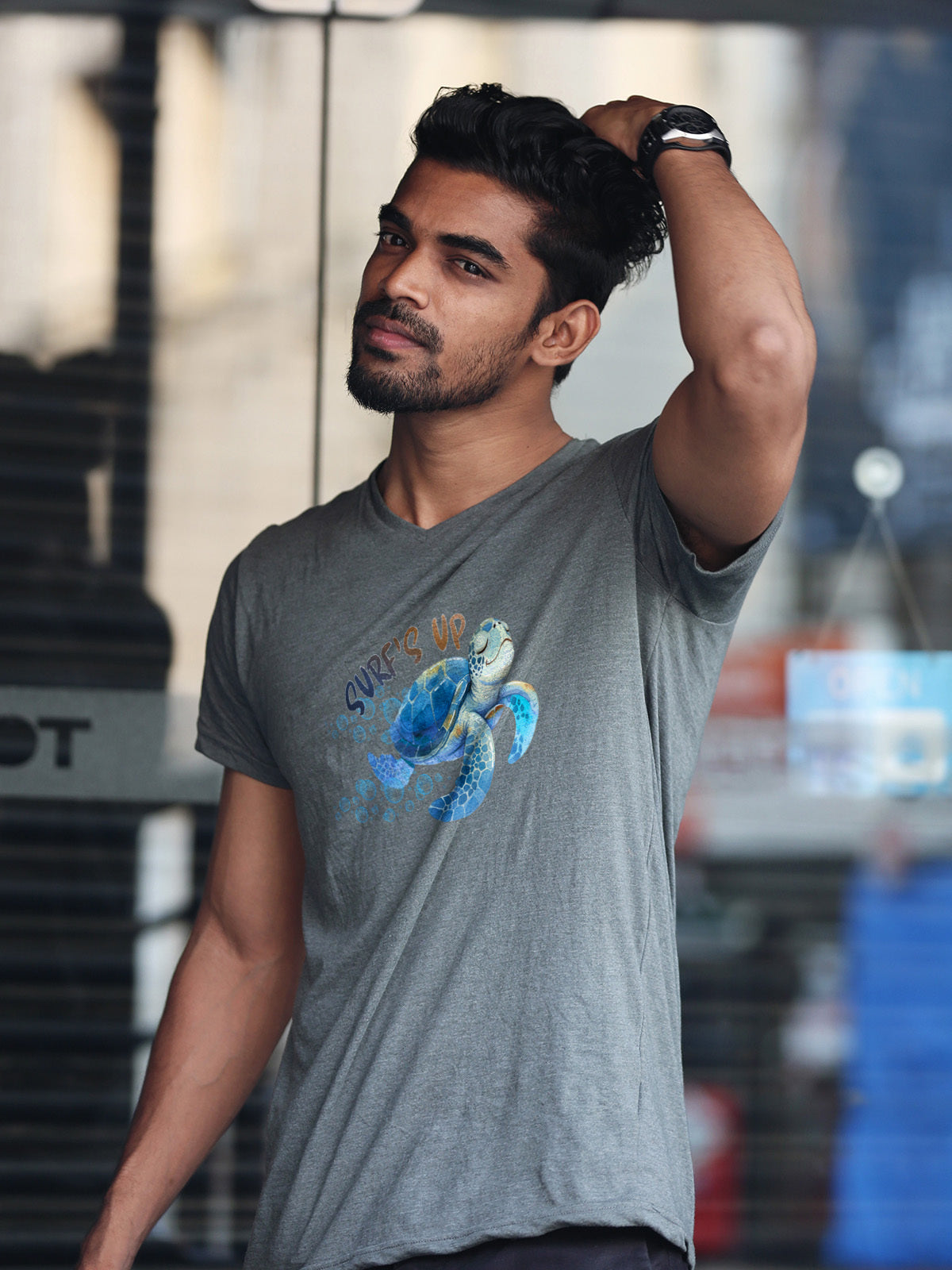 "Surf’s Up" Cartoon Sea Turtle Graphic Tee | Cute Ocean Surf Shirt | Coastal Beach Vibes T-Shirt | LAHall Artworks