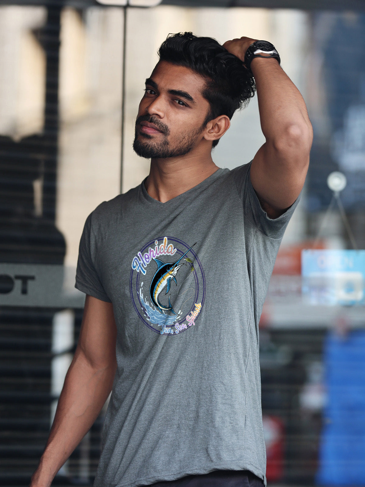 "Sun Sea Splash" Shirt - Florida Marlin Fishing Graphic Tee | Coastal Fishing T-Shirt | Retro Florida Vacation Tee | LAHall Artworks