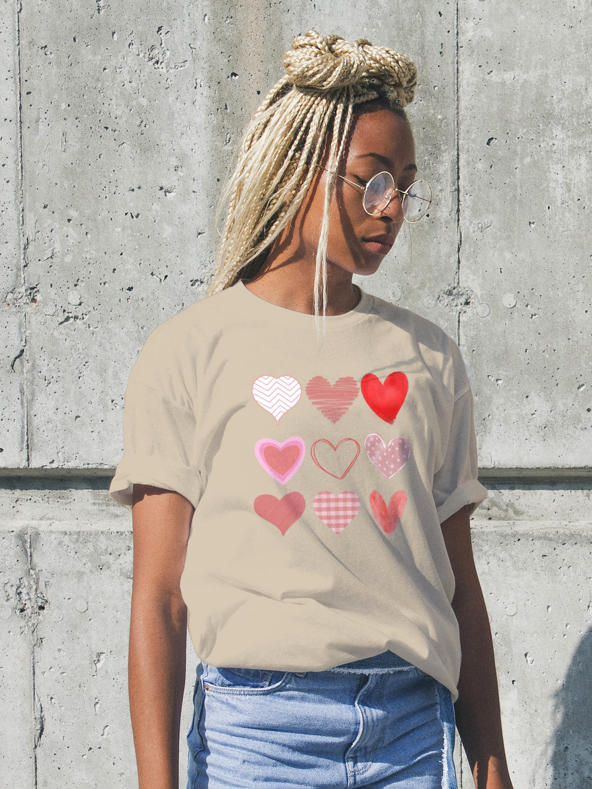 Nine Hearts Valentine’s Day Graphic Tee | Unisex Heart Grid Love T-Shirt - LAHall Artworks