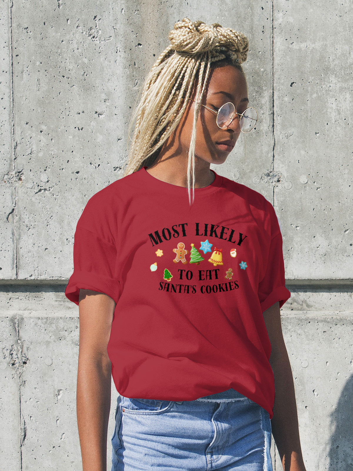Most Likely to Eat Santa’s Cookies Christmas Tee — Fun Unisex Holiday T-Shirt with Cute Cookie Graphics | LAHall Artworks