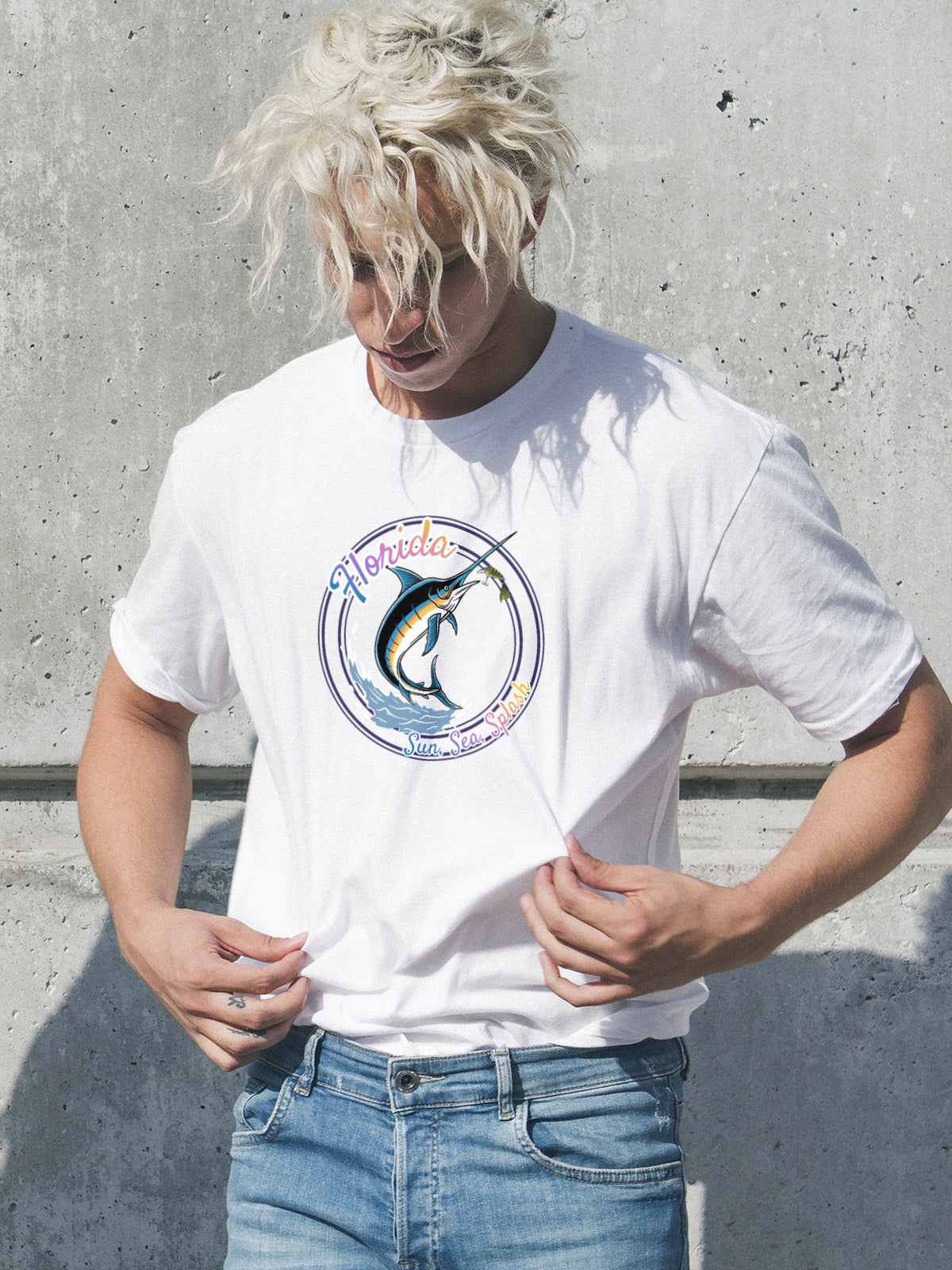 "Sun Sea Splash" Shirt - Florida Marlin Fishing Graphic Tee | Coastal Fishing T-Shirt | Retro Florida Vacation Tee | LAHall Artworks