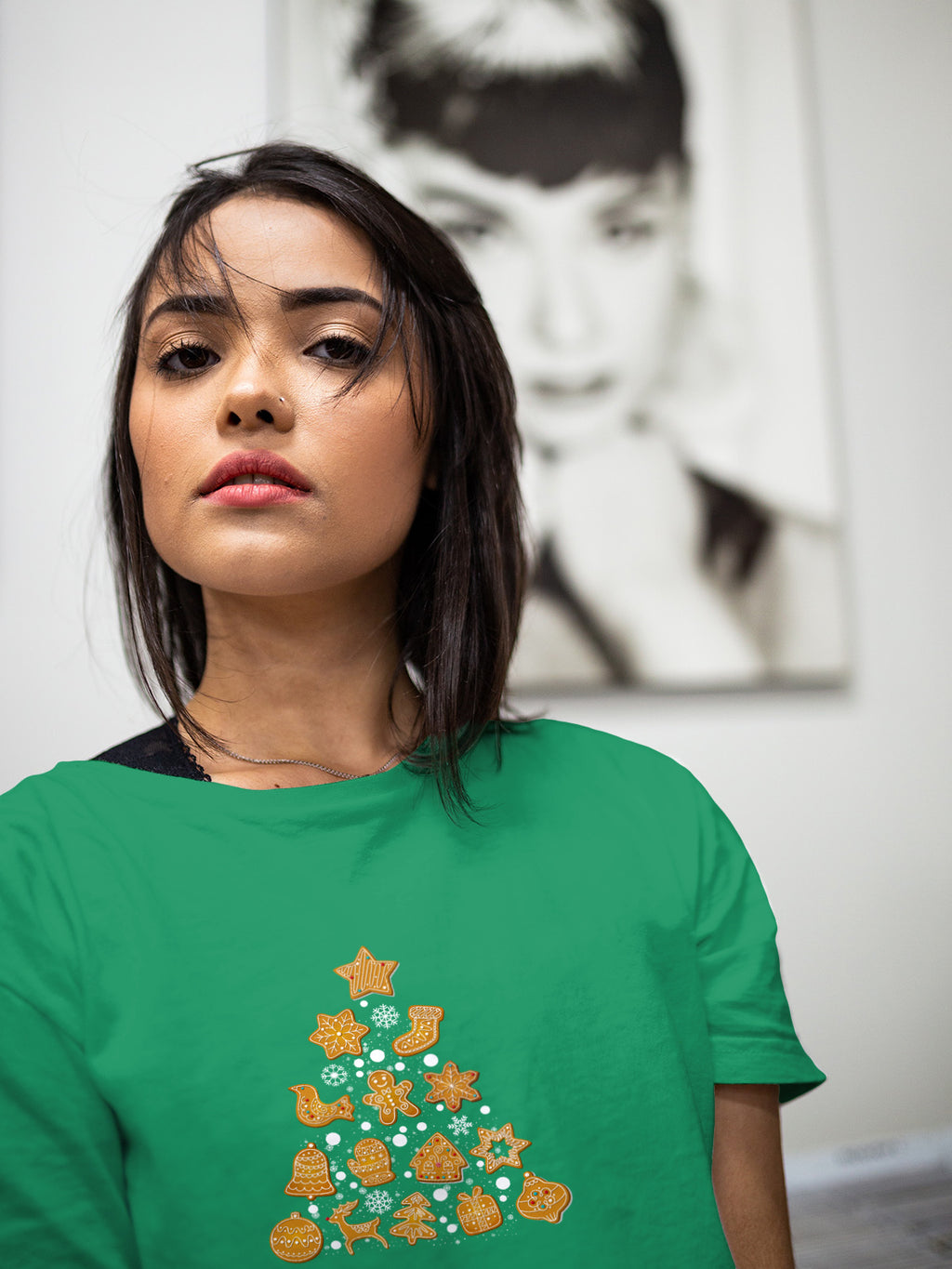 Gingerbread Cookie Christmas Tree Tee — Festive Iced Cookie Graphic Unisex Holiday Shirt | LAHall Artworks