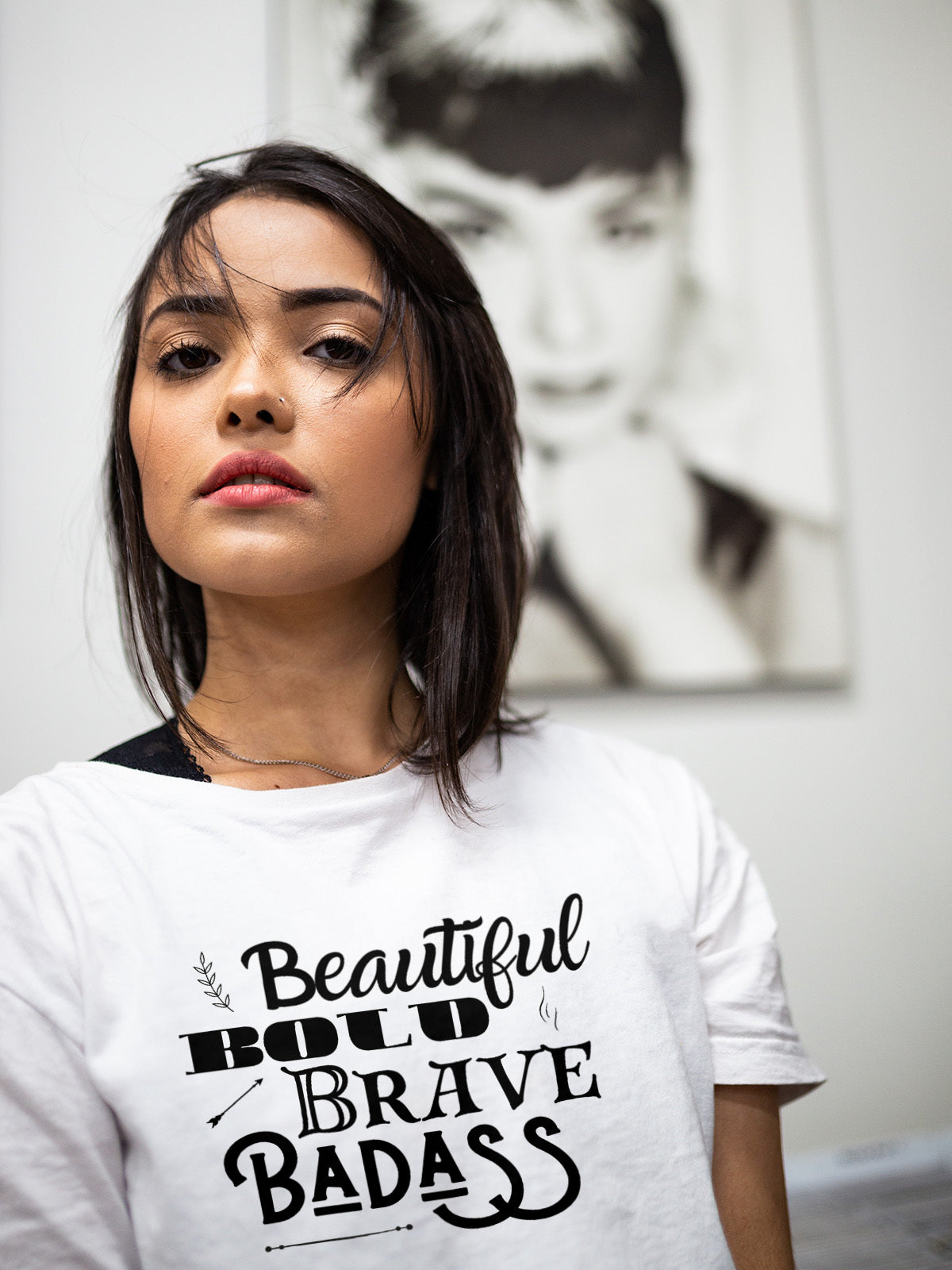 Beautiful, Bold, Brave, Badass Inspirational Graphic Tee - LAHall Artworks Fun and Inspirational Quote