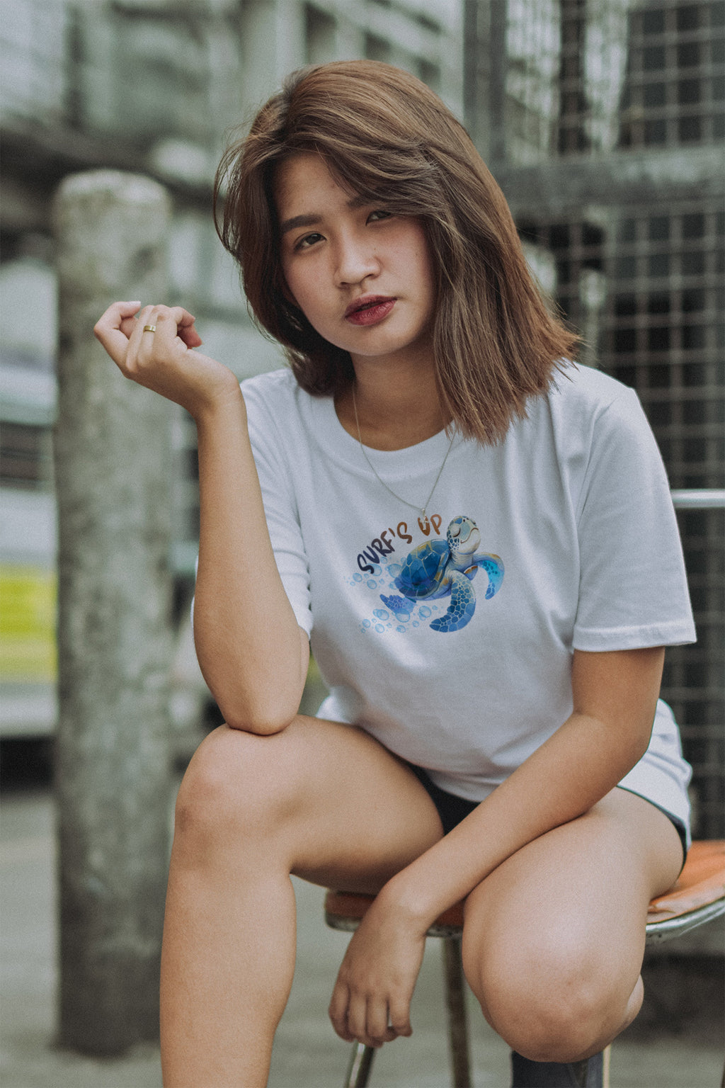"Surf’s Up" Cartoon Sea Turtle Graphic Tee | Cute Ocean Surf Shirt | Coastal Beach Vibes T-Shirt | LAHall Artworks