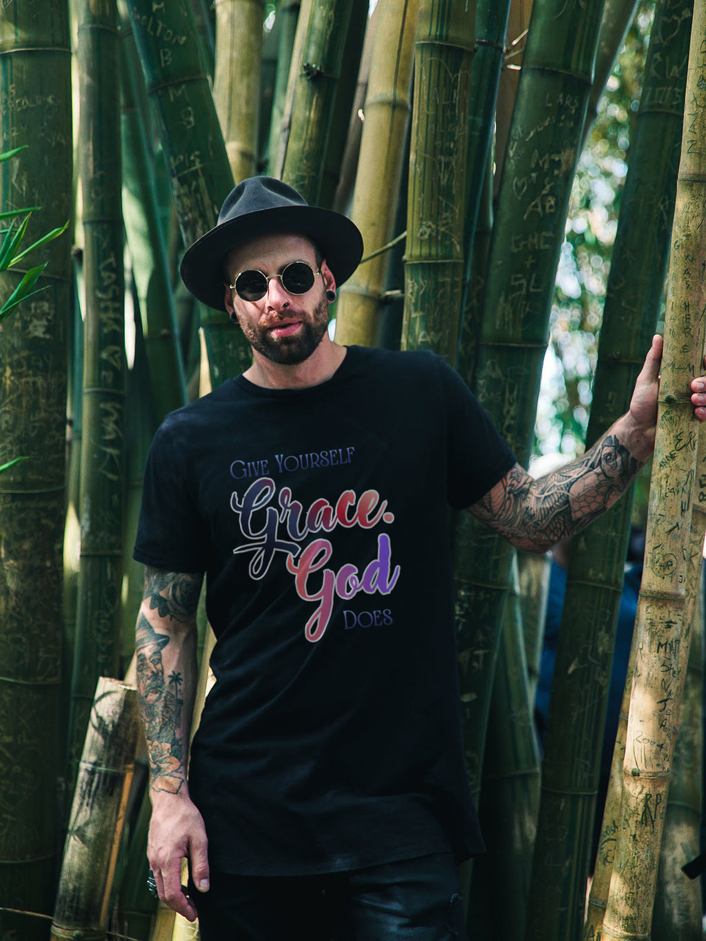 "Give Yourself Grace, God Does" Inspirational T-Shirt | Faith Graphic Tee | LAHall Artworks