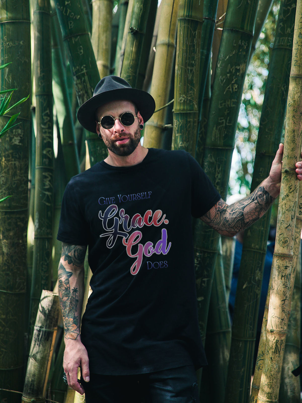 "Give Yourself Grace, God Does" Inspirational T-Shirt | Faith Graphic Tee | LAHall Artworks