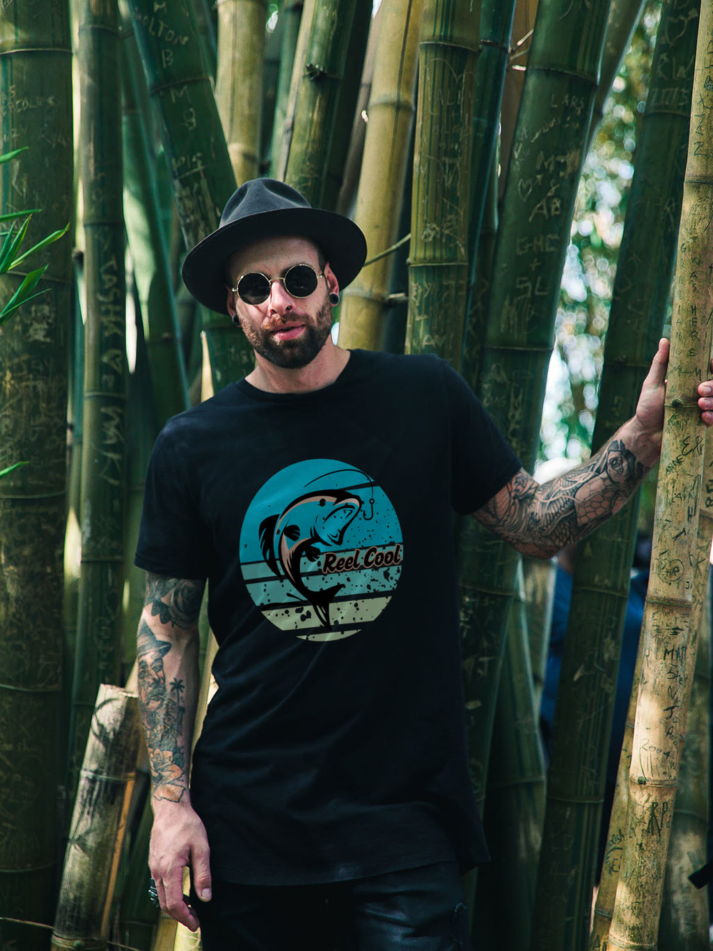 "Reel Cool" Fishing Graphic Tee | Retro Fish Jumping Design Shirt | Coastal Angler T-Shirt | LAHall Artworks