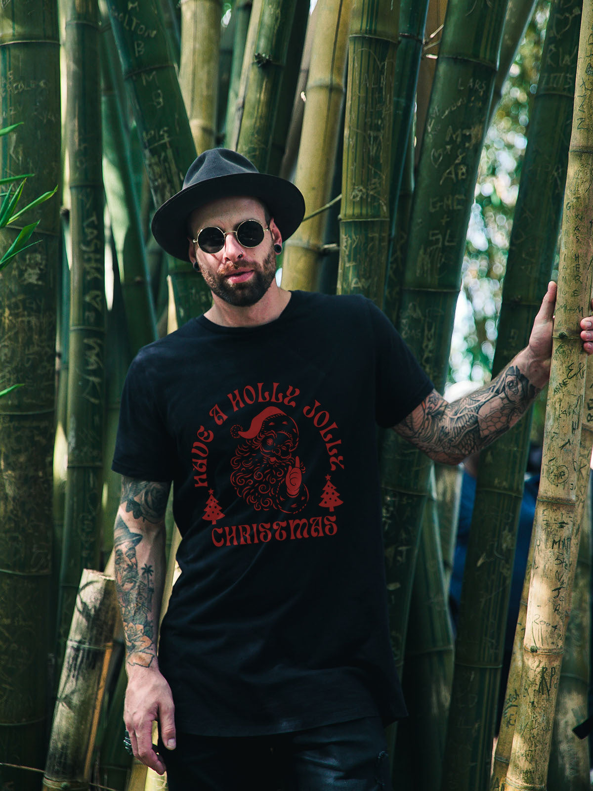 Have a Holly Jolly Christmas Retro Santa Tee — Vintage Sunglasses Santa Graphic Unisex Holiday Shirt | LAHall Artworks