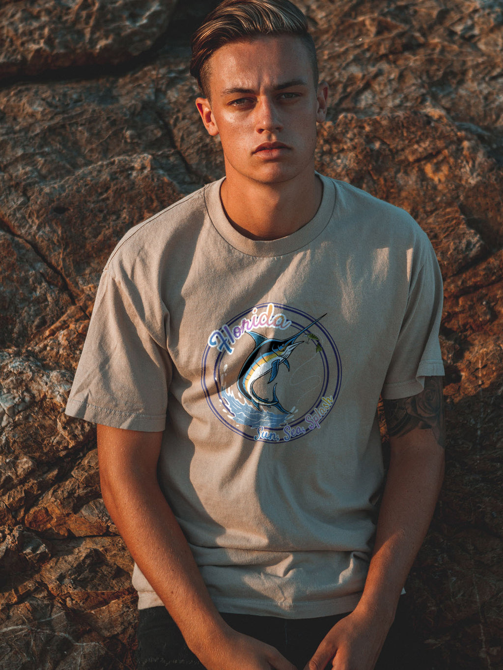 "Sun Sea Splash" Shirt - Florida Marlin Fishing Graphic Tee | Coastal Fishing T-Shirt | Retro Florida Vacation Tee | LAHall Artworks