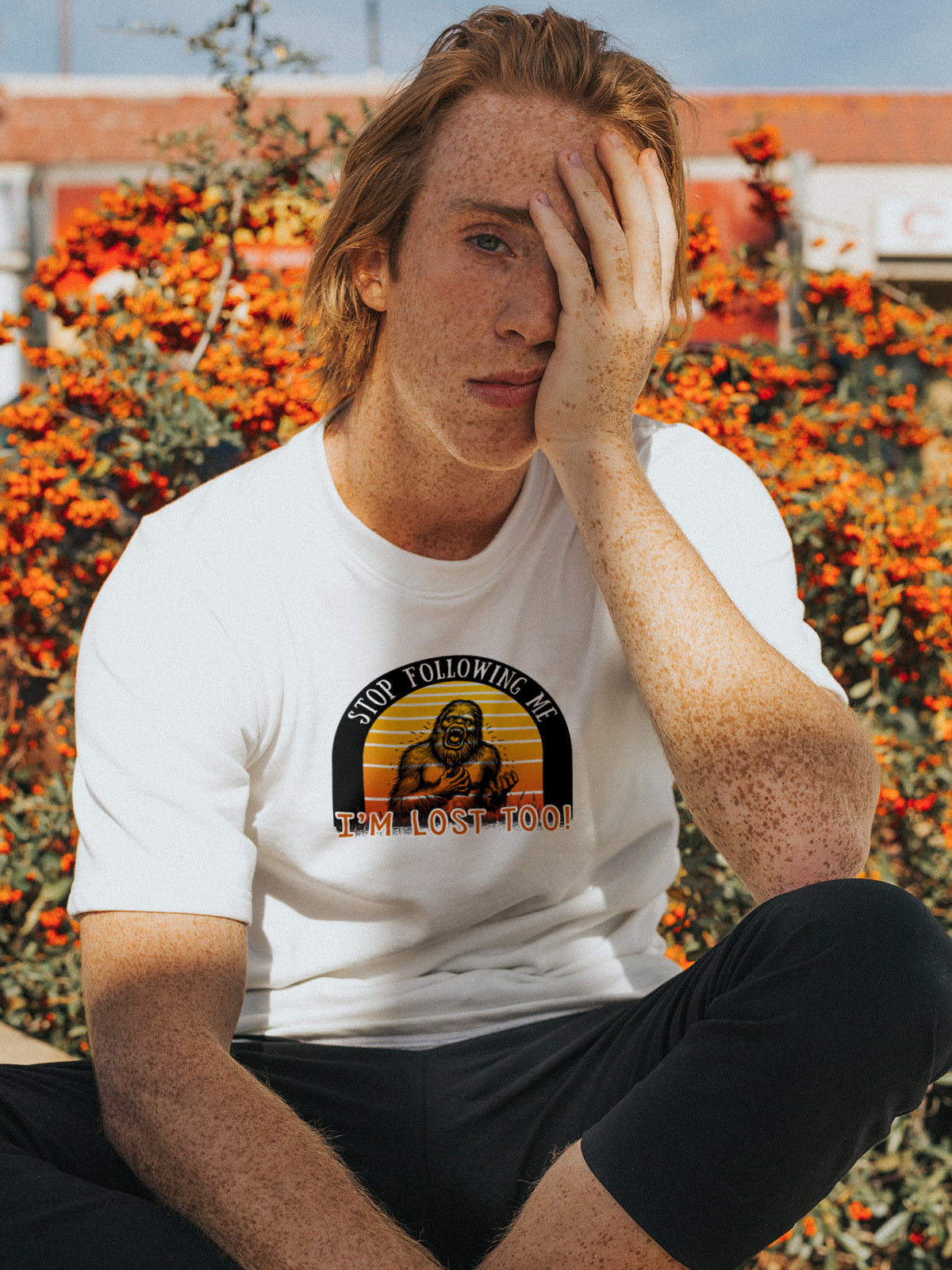 Bigfoot Stop Following Me I’m Lost Too Graphic Tee | LAHall Artworks Cryptid T-Shirt