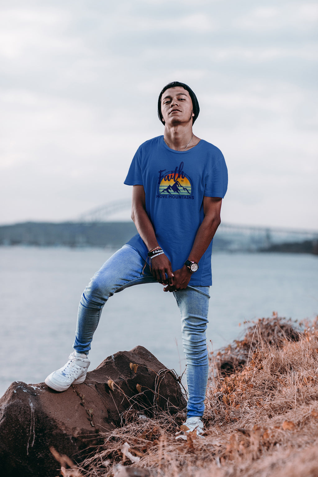 "Faith to Move Mountains" Unisex Graphic Tee | Mountain Sunset Circle Design Shirt