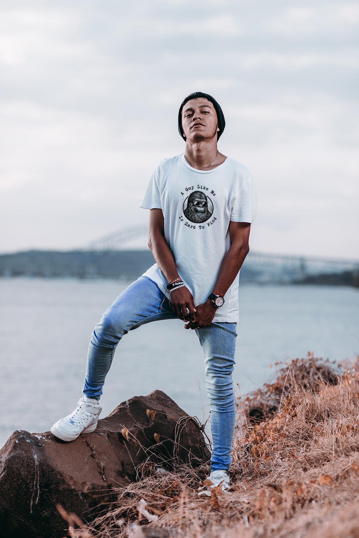 Bigfoot Sunglasses Tee A Guy Like Me Is Hard To Find | LAHall Artworks Graphic T-Shirt