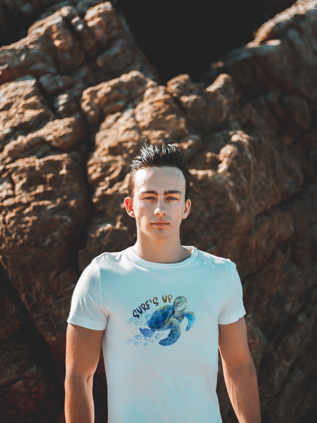 "Surf’s Up" Cartoon Sea Turtle Graphic Tee | Cute Ocean Surf Shirt | Coastal Beach Vibes T-Shirt | LAHall Artworks