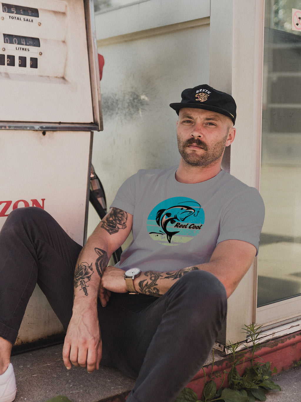 "Reel Cool" Fishing Graphic Tee | Retro Fish Jumping Design Shirt | Coastal Angler T-Shirt | LAHall Artworks