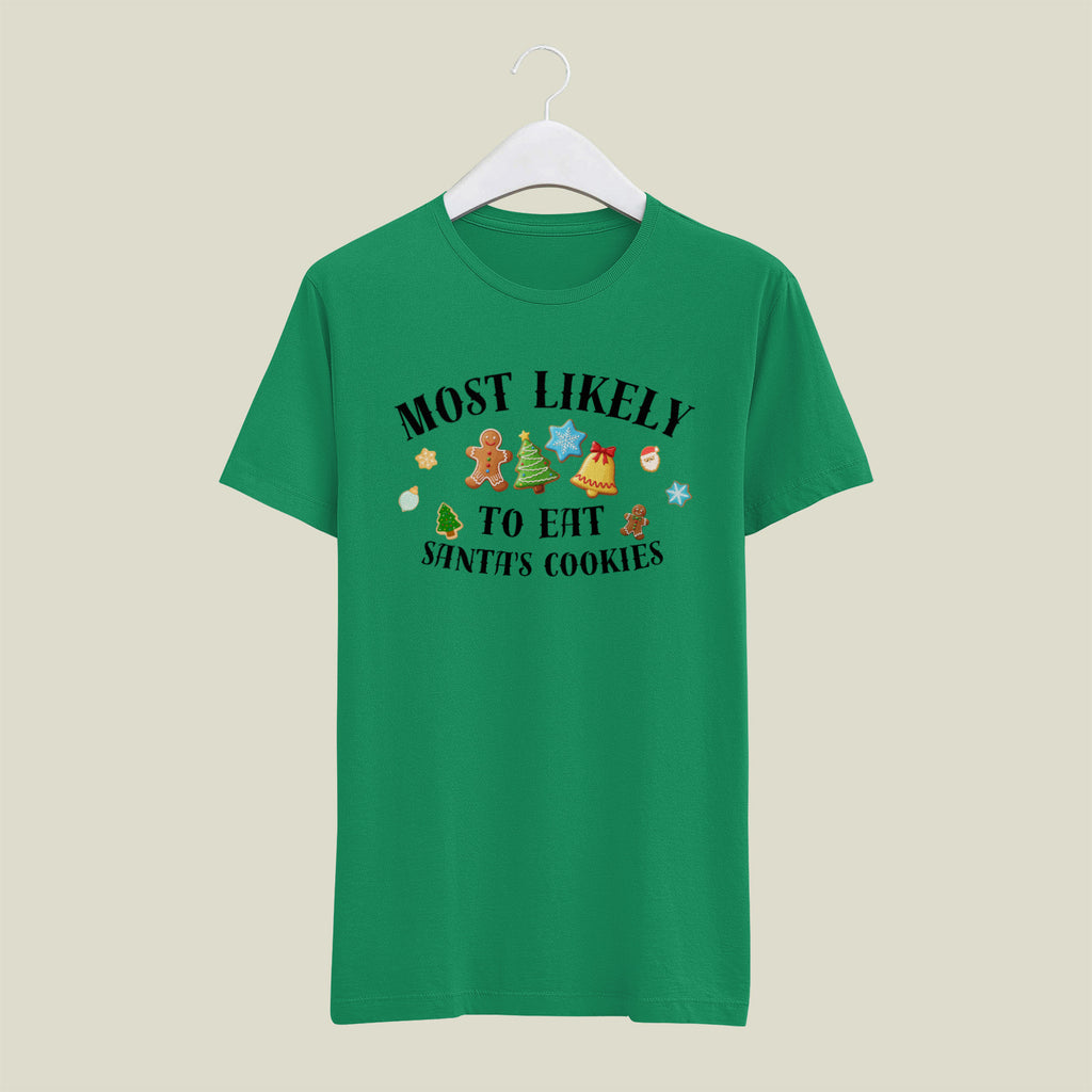 Most Likely to Eat Santa’s Cookies Christmas Tee — Fun Unisex Holiday T-Shirt with Cute Cookie Graphics | LAHall Artworks