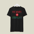 "Merry and Bright" Christmas Tee — :LAHall Artworks Snowflake & Christmas Light Graphic Unisex Holiday Shirt in White, Black, Grey & Green | LAHall Artworks