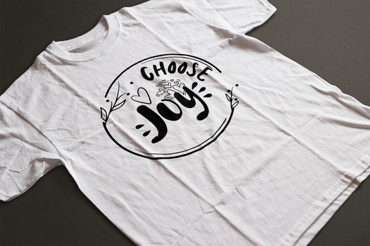 Choose Joy Heart Circle Unisex Graphic Tee | Inspirational Minimal Line Art Shirt